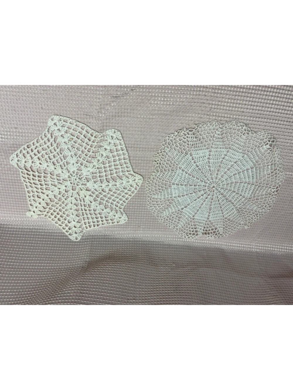313 - Set of 2 Doily Doilies Homemade